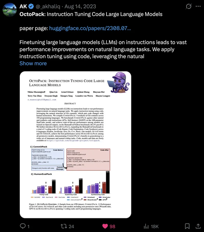 Tweet screenshot: AK on OctoPack