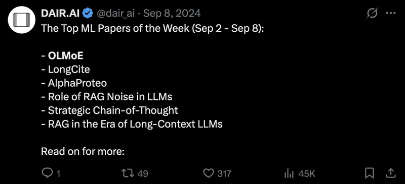 Tweet screenshot: DAIR on OLMoE