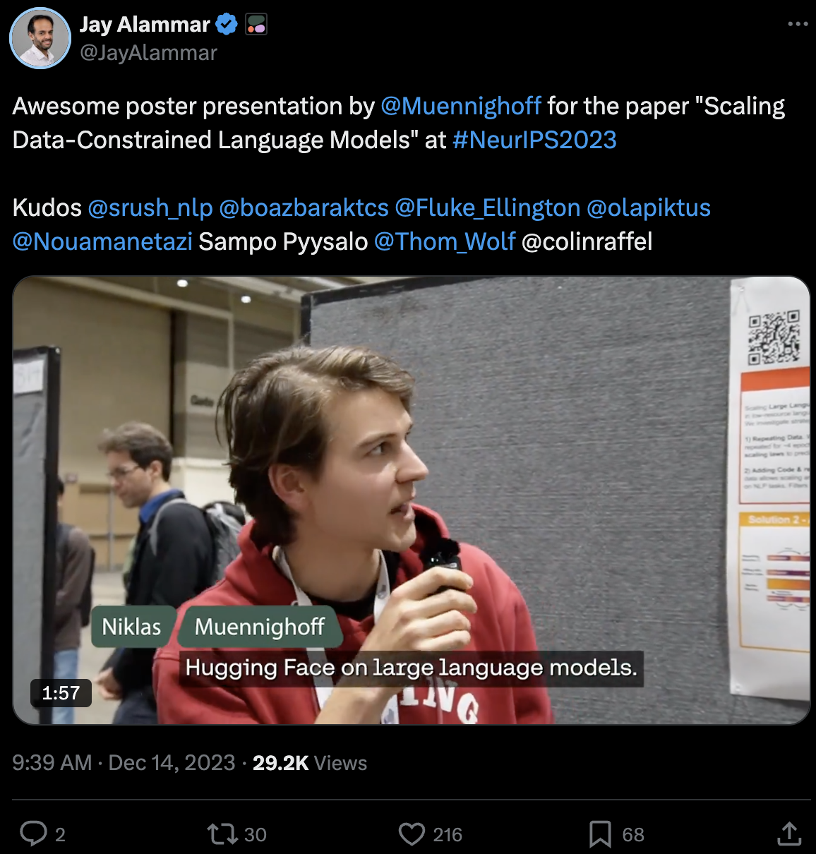 Tweet screenshot: Jay Alammar on Scaling Data-Constrained Language Models
